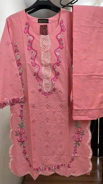 Pakistani Original Hayat Stitched Cotton Co-ords 2 Pcs _ Pink 